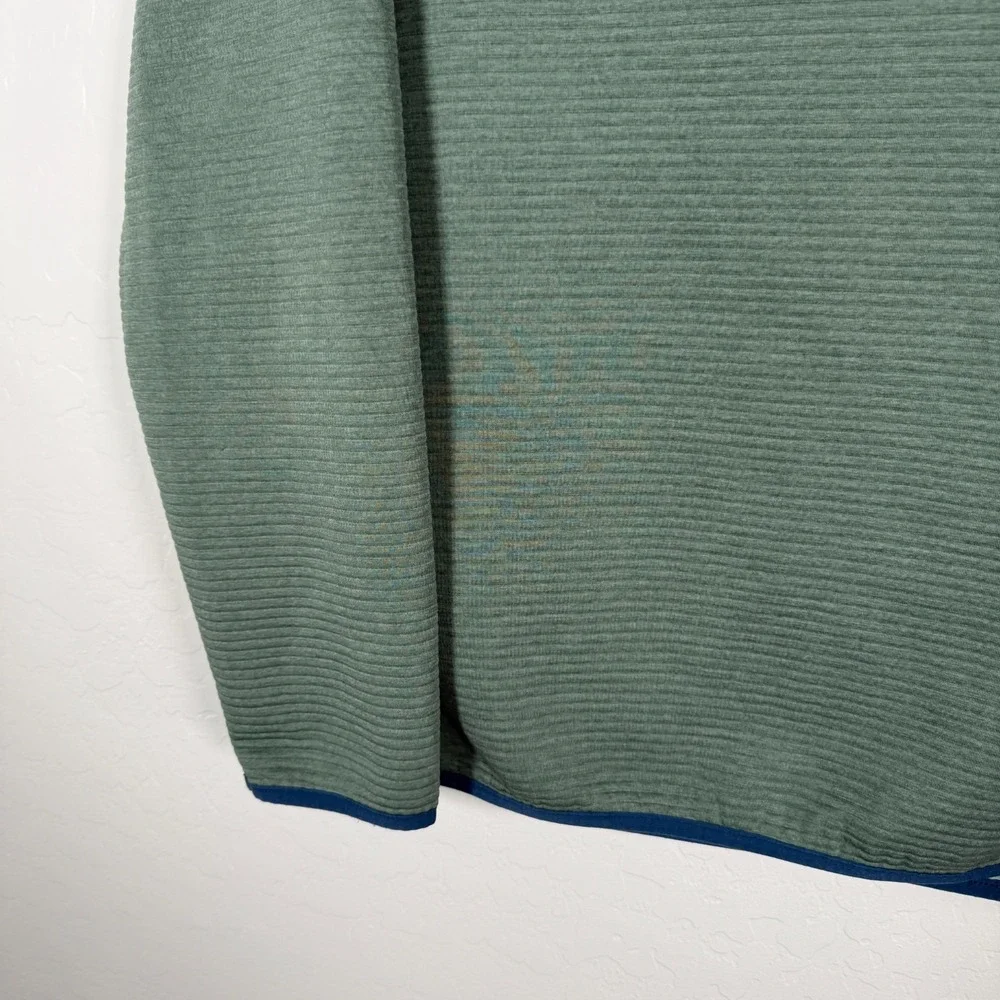 J Crew Sweater Mens XL Green Snap‎ Pullover Ribbed Stretch Preppy Casual